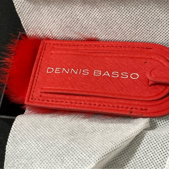 Dennis Basso Red LUGGAGE TAG MEASURES APPROX 6” RED LEATHER RED FUR (FAUX??) - Picture 9 of 13